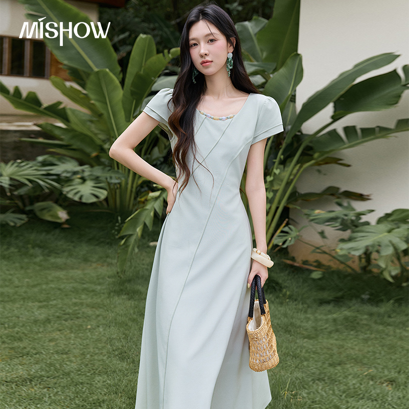 Women'S Green Formal Wear - Gaun Midi Panjang Hijau Wanita MISHOW