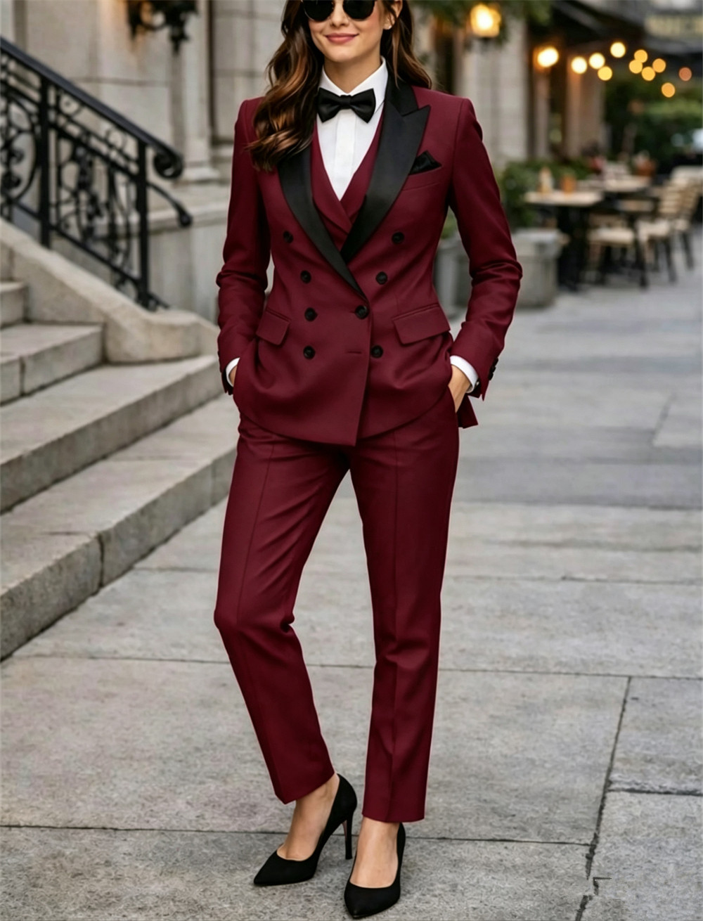 Setelan Wanita Double Breasted - Women Formal Wear Vest ulasan dan harga