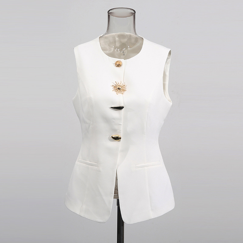 Rompi Putih Kerah O Kancing Em - Women Formal Wear Vest ulasan dan harga