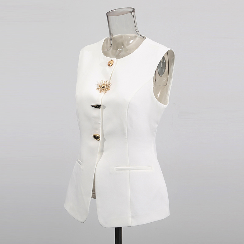 Rompi Putih Kerah O Kancing Em - Women Formal Wear Vest ulasan dan harga