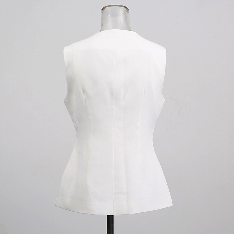 Rompi Putih Kerah O Kancing Em - Women Formal Wear Vest ulasan dan harga