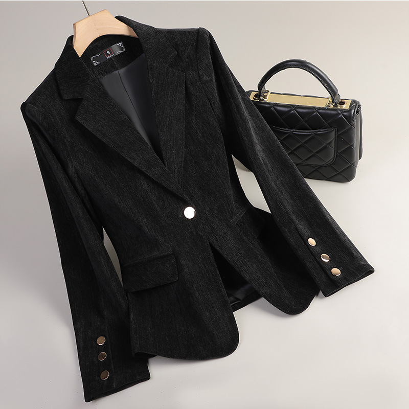 Blazer Beludru Emas Kuning Wan - Women Formal Wear Blazers ulasan dan harga